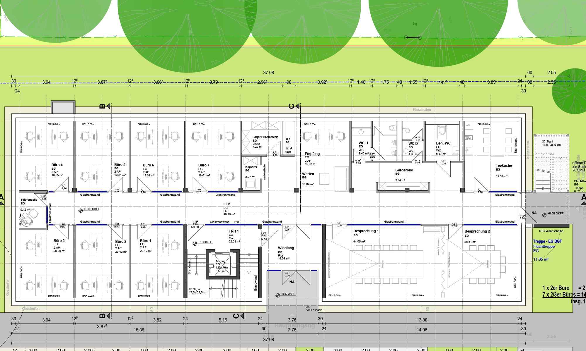 Grundriss Architekt Entwurf Buerogebaeude Neubau