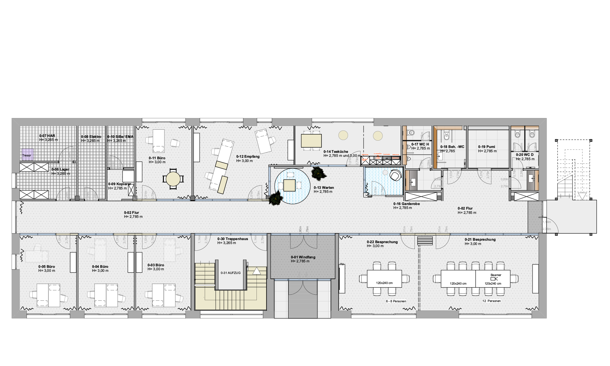 Grundriss Innenarchitektur Entwurf Buerogebaeude Neubau