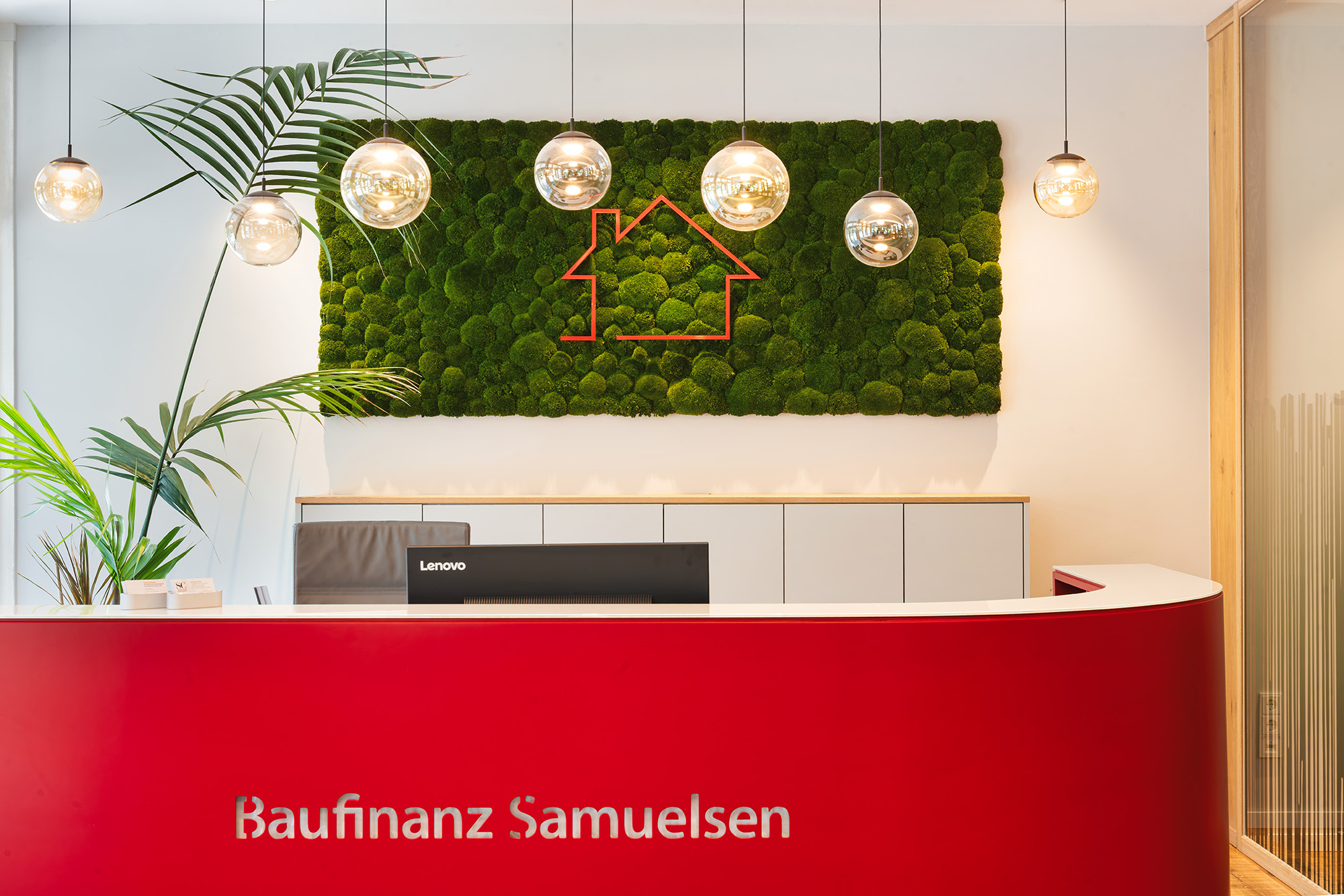 Empfangstresen Wanddekoration Stauraum Tresen