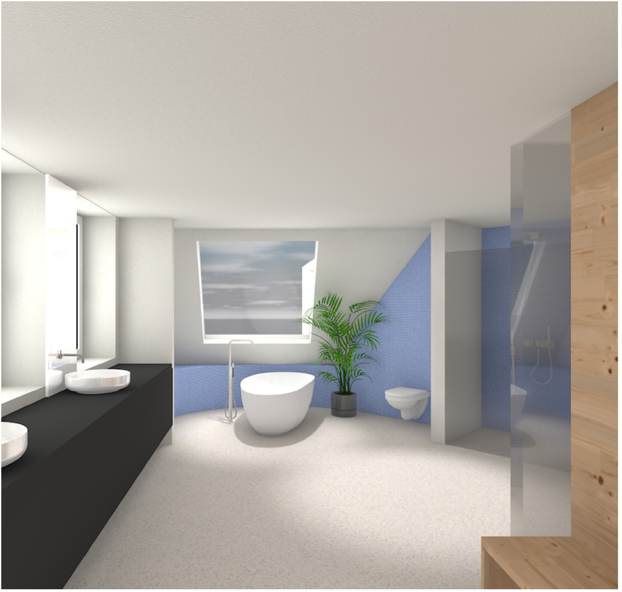 3D Ansicht Badezimmer Badewanne Waschtisch