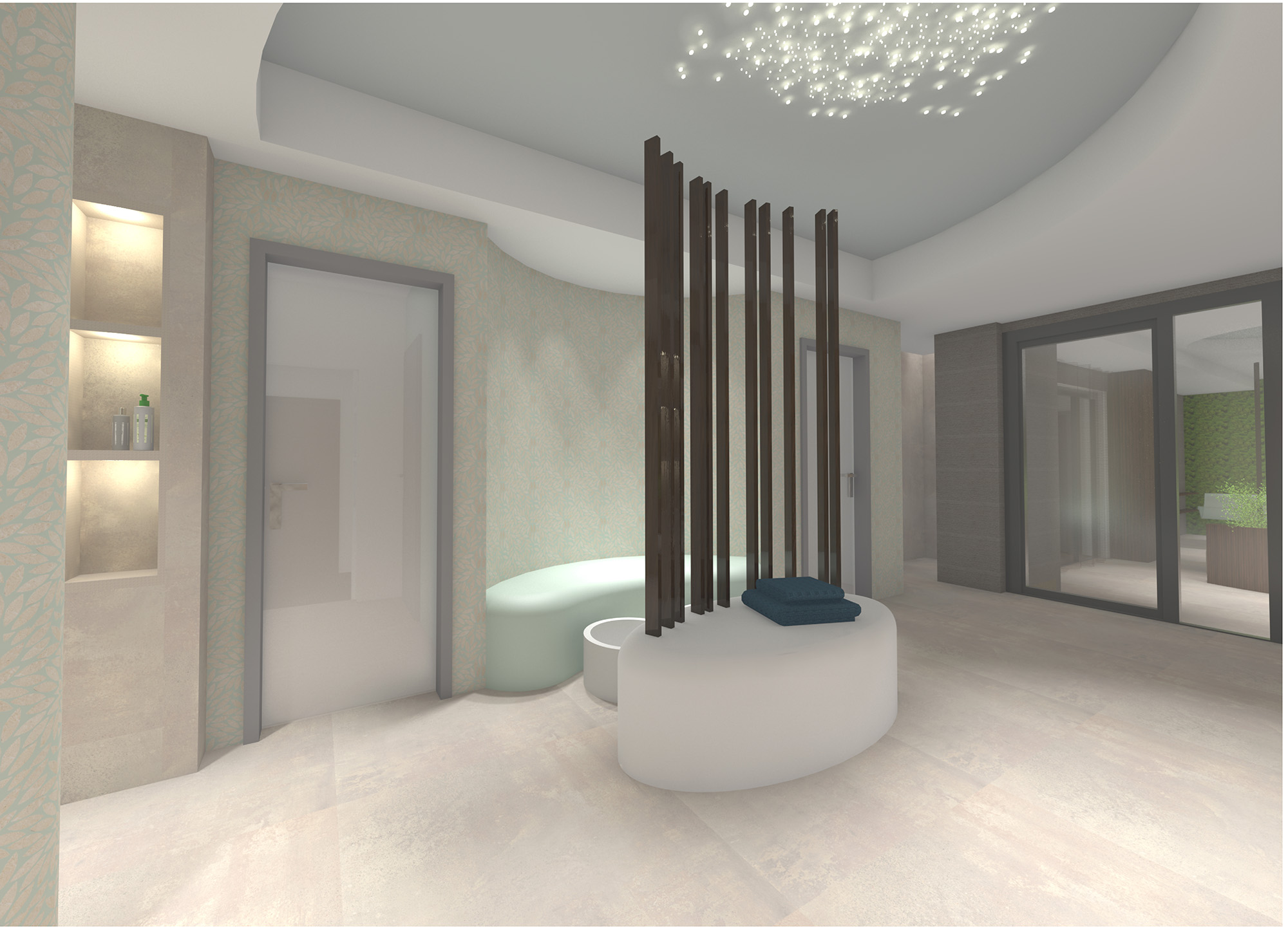 3D Ansicht Wellness Fussbad Eingangsbereich