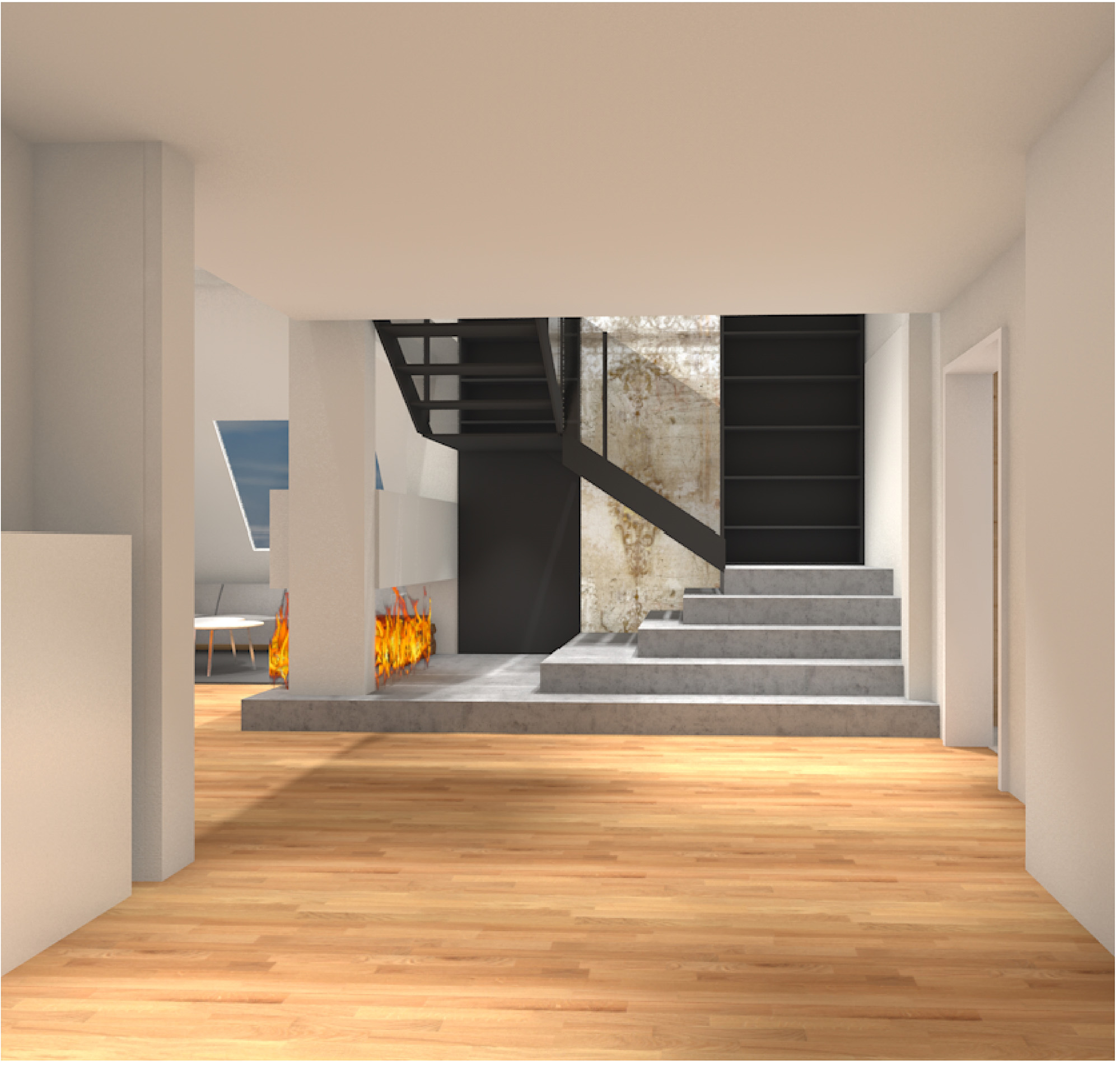 3D Ansicht Treppenhaus Eingansbereich
