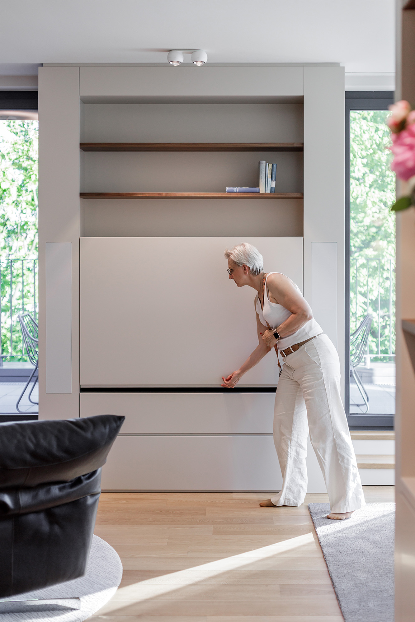 Wohnzimmer TV Schrank Schiebetür Lautsprecher Einbauschrank
