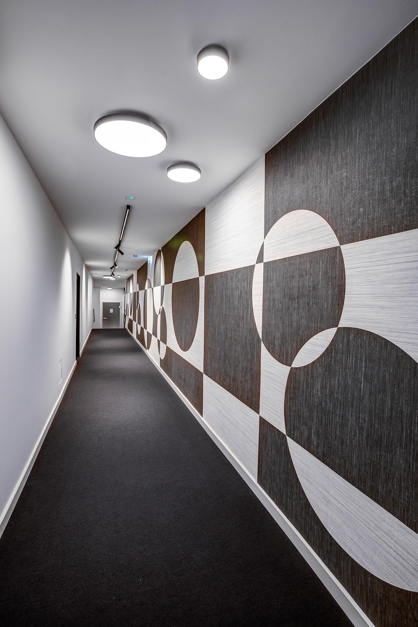 Innenarchitektur Hotel Flur Design Tapete Hamburg Lichtkonzept