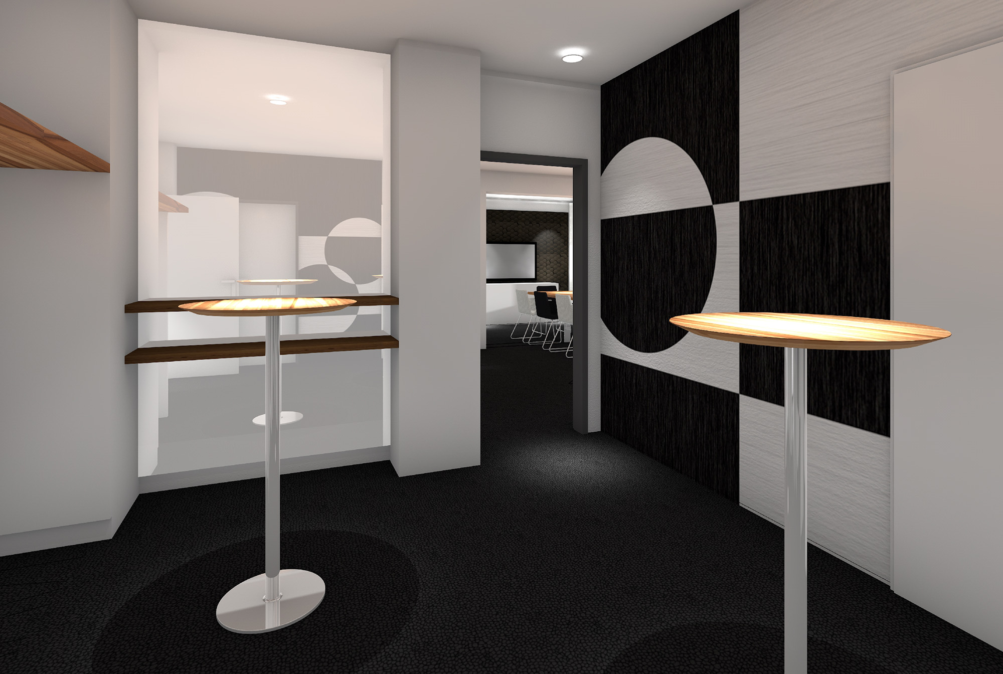 Planung Vorflur Hotel Hamburg Visualisierung Stehtische