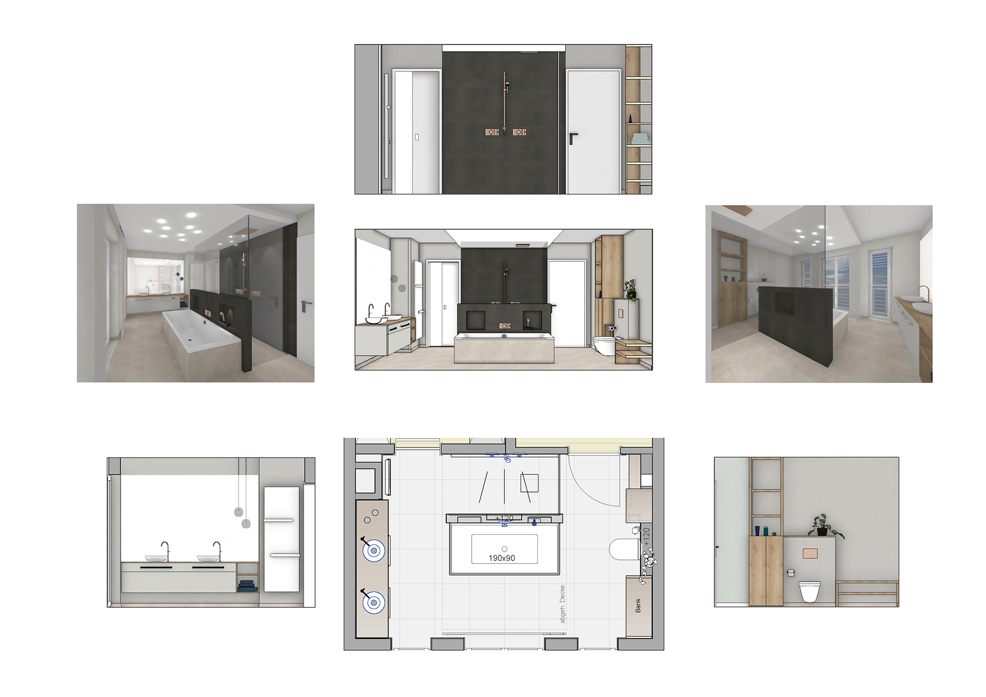 Badezimmerplanung 3d Visualisierung Grundriss modernes Bad
